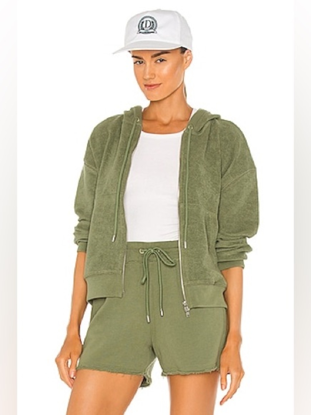 ATM Anthony Thomas Melillo French Terry Pull Over Hoodie in Agave Green Cotton